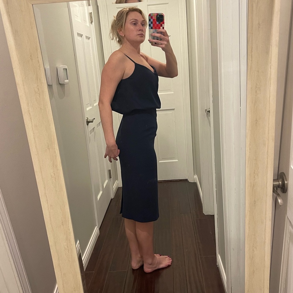 Dress The Population Elegant Navy Blue Midi Dress - Picture 4 of 6